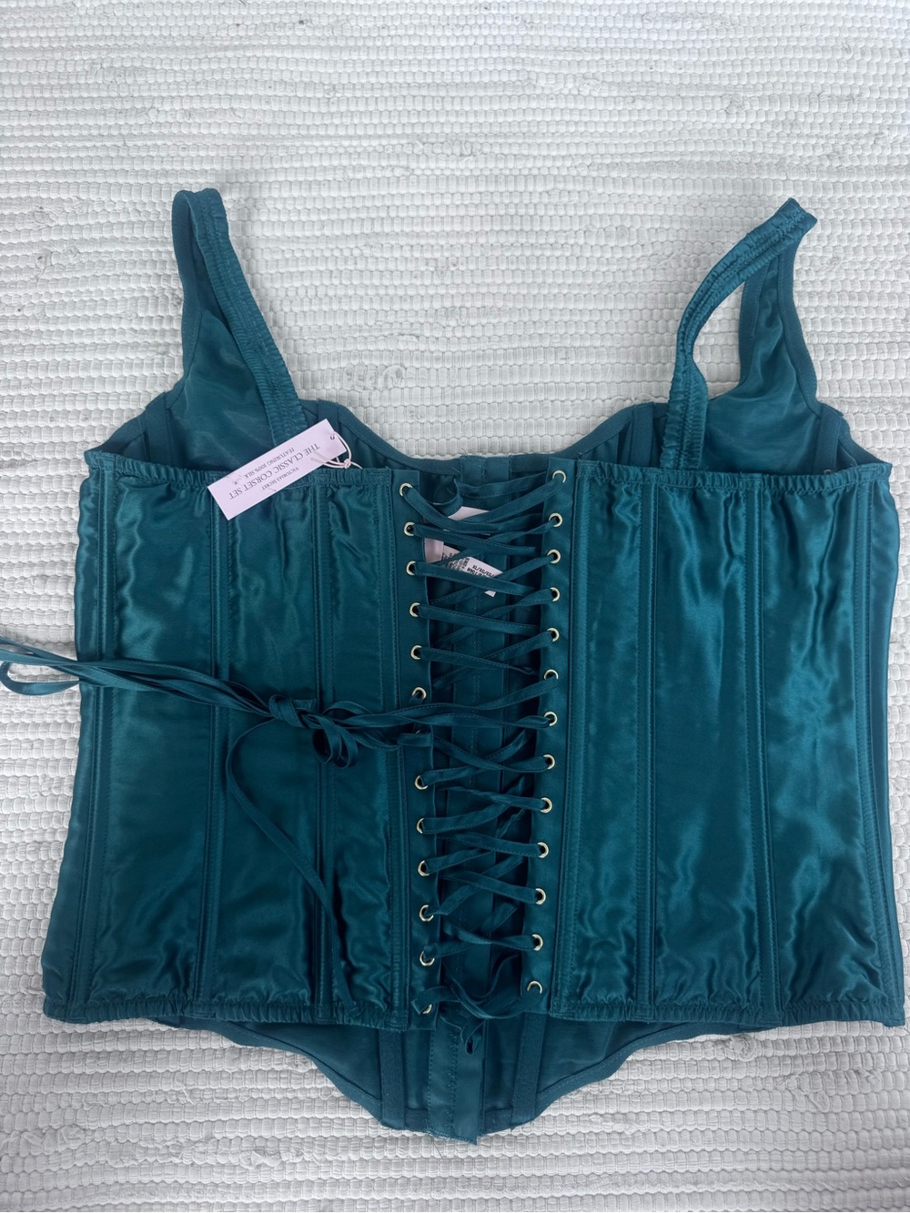 Victoria’s Secret Classic Silk Corset Ivy Green Bustier Top XL NWT - Picture 7 of 13